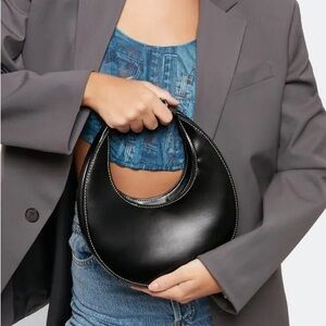 Staid black mini moon bag